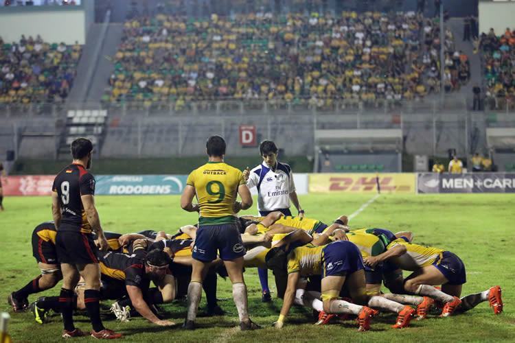 Tupis foram derrotados pro 29 a 12 para europeus em jogo com casa cheia em Blumenau (SC). (Foto: Cristiano Andujar/CBRu)