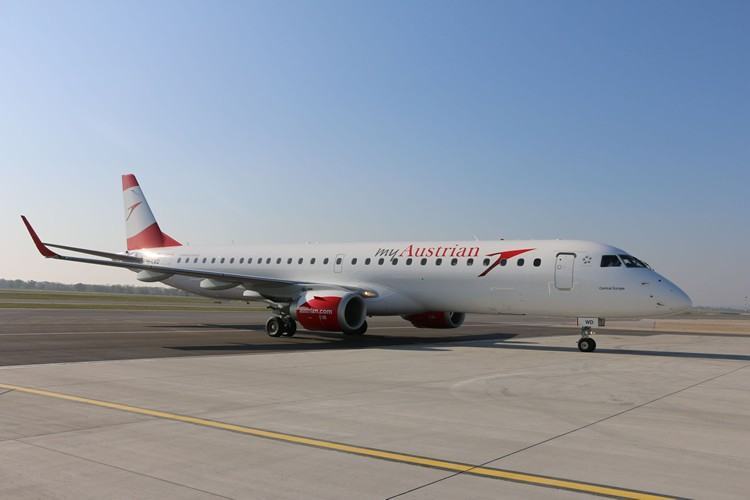 A Austrian Airlines é a maior companhia aérea da Áustria e opera uma rede global para aproximadamente 130 destinos. (Foto: Embraer)