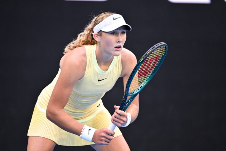 Mirra Andreeva of Russia during the Australian Open AO 2024 Grand Slam tennis tournament on January 21, 2024 at Melbourne Park in Australia.